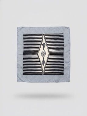 Vintage, Hand Made, 100% Silk Pocket Square or Scarf Blue Grey, 13”